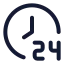 Hoursclock icon with stroke rounded style