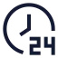 Hoursclock icon with stroke sharp style
