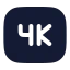 4 K icon with solid-rounded rounded style