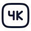 4 K icon with stroke-rounded rounded style