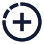 Addcirclehalfdot icon with solid sharp style