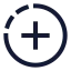 Addcirclehalfdot icon with stroke sharp style