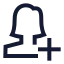 Addfemale icon with stroke sharp style