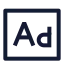 Advertisiment icon with stroke sharp style