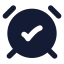 Alarmclockcheck icon with solid rounded style