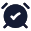 Alarmclockcheck icon with solid rounded style