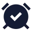 Alarmclockcheck icon with solid sharp style