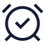 Alarmclockcheck icon with stroke sharp style