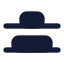 Alignverticaldistributeend icon with solid rounded style
