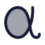 Alpha icon with duotone rounded style