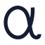 Alpha icon with solid sharp style