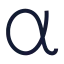 Alpha icon with stroke sharp style