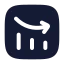 Analyticsdown icon with solid rounded style