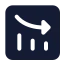 Analyticsdown icon with solid standard style