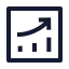 Analyticsup icon with stroke sharp style