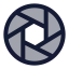 Aperture icon with duotone rounded style