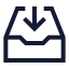 Archivearrowdown icon with stroke sharp style