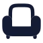 Armchair icon with solid rounded style