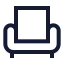 Armchair icon with stroke sharp style