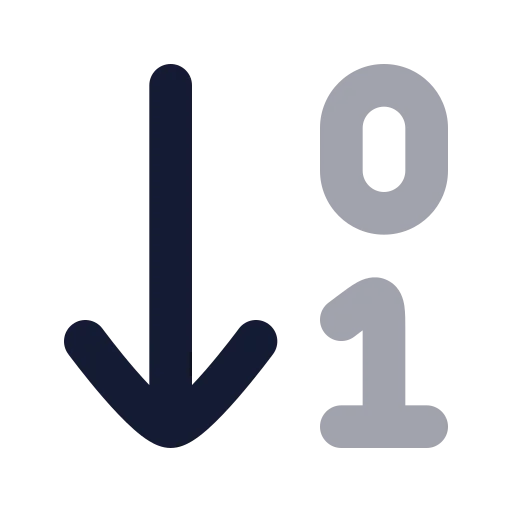 Arrow Down 0 1 Icon in Bulk Rounded style