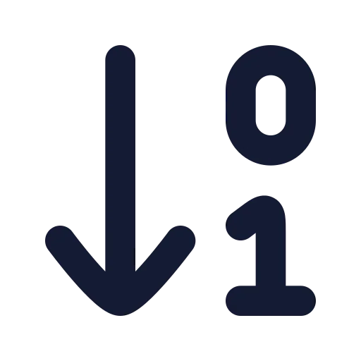 Arrow Down 0 1 Icon in Solid Rounded style