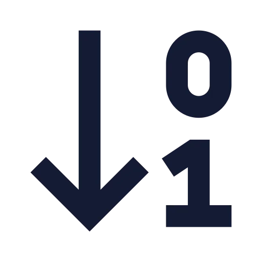 Arrow Down 0 1 Icon in Solid Sharp style