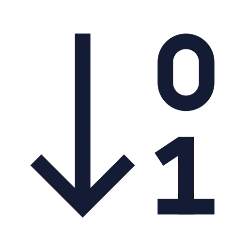 Arrow Down 0 1 Icon in Stroke Sharp style