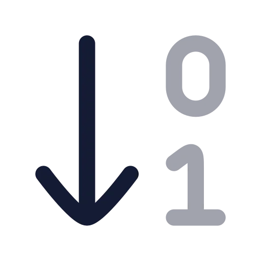 Arrow Down 0 1 Icon in Twotone Rounded style