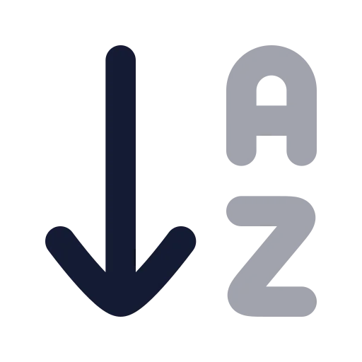 Arrow Down A Z Icon in Bulk Rounded style