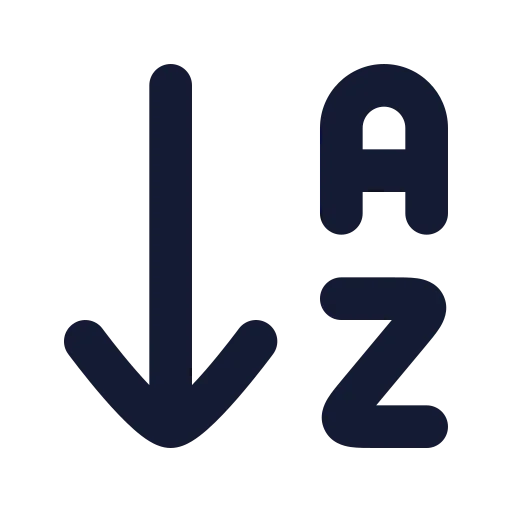 Arrow Down A Z Icon in Solid Rounded style