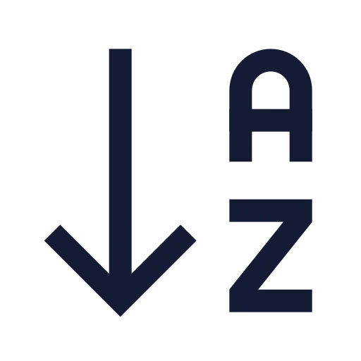 Arrow Down A Z Icon in Stroke Sharp style