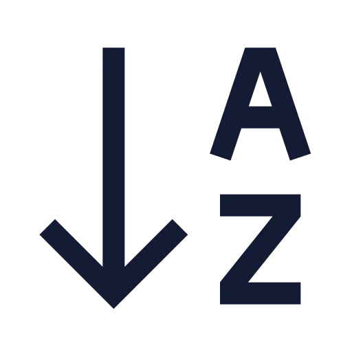Arrow Down Az Icon in Stroke Sharp style