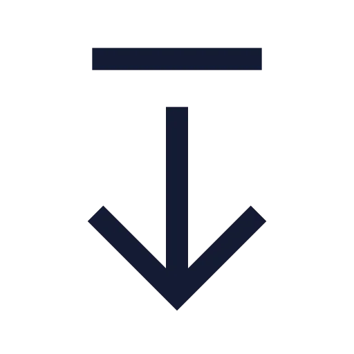 Arrow Down From Line Icon in Stroke Sharp style