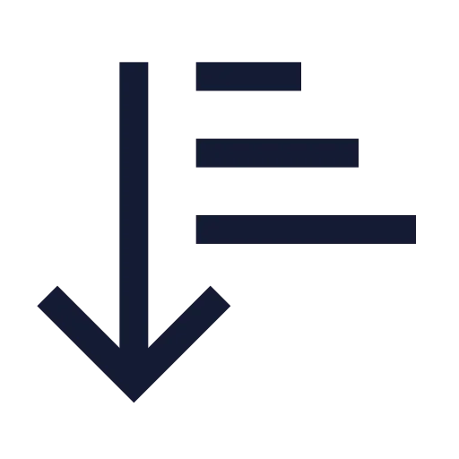 Arrow Down Narrow Wide Icon in Stroke Sharp style