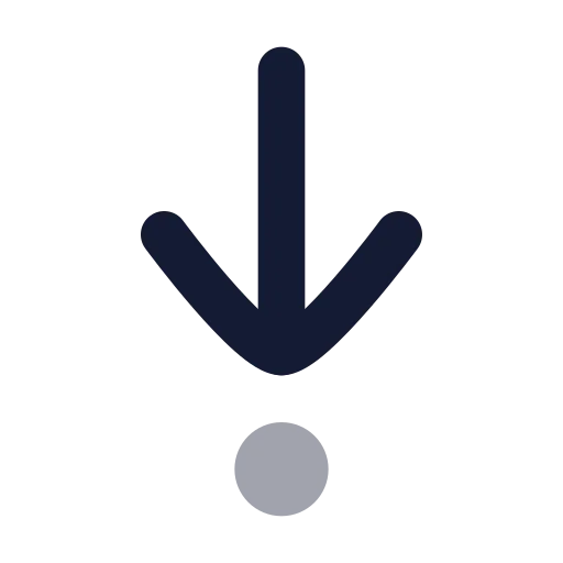 Arrow Down To Dot Icon in Bulk Rounded style