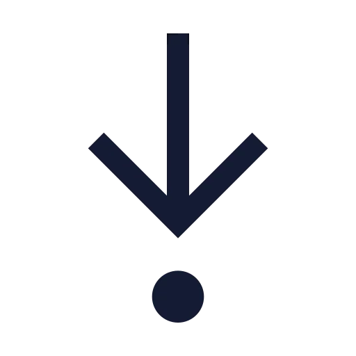 Arrow Down To Dot Icon in Stroke Sharp style