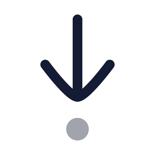 Arrow Down To Dot Icon in Twotone Rounded style