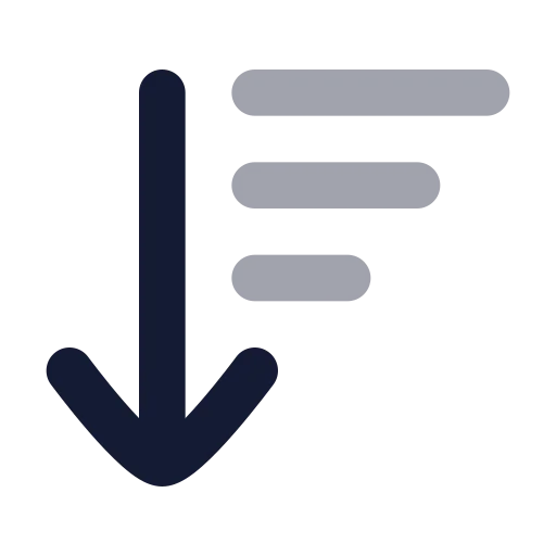 Arrow Down Wide Narrow Icon in Bulk Rounded style