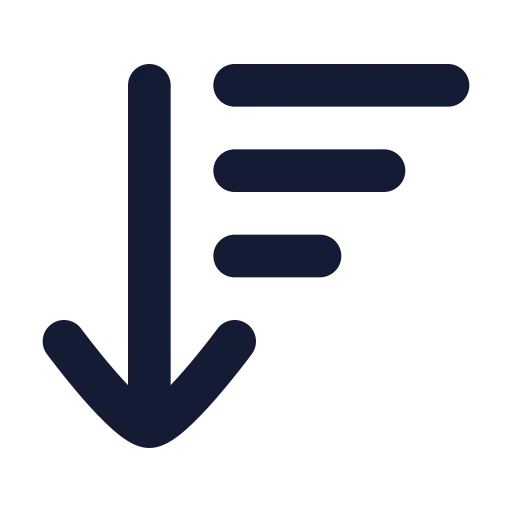 Arrow Down Wide Narrow Icon in Solid Rounded style