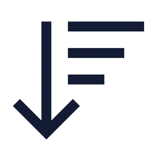 Arrow Down Wide Narrow Icon in Stroke Sharp style