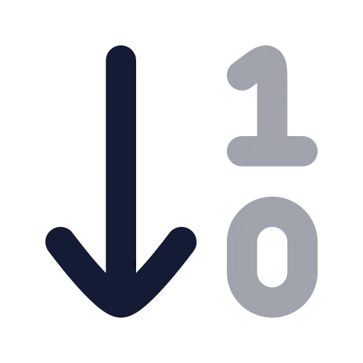 Arrow Down 10 Icon in Bulk Rounded style