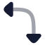 Arrowmoveleftdown icon with bulk rounded style