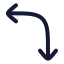 Arrowmoveleftdown icon with stroke rounded style