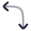 Arrowmoveleftdown icon with twotone rounded style