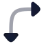 Arrowmoverightdown icon with bulk rounded style