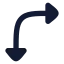 Arrowmoverightdown icon with solid rounded style