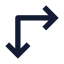 Arrowmoverightdown icon with solid sharp style