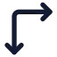 Arrowmoverightdown icon with solid standard style