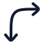 Arrowmoverightdown icon with stroke rounded style