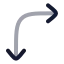 Arrowmoverightdown icon with twotone rounded style